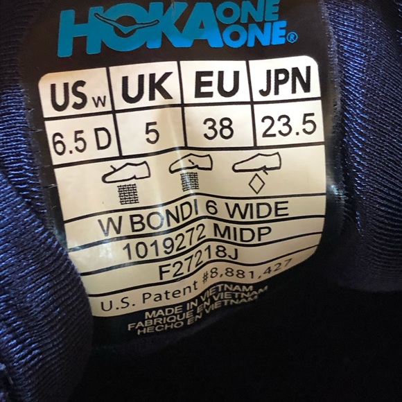 Hoka One One Bondi 6 Blue Lace Up Athletic Running Shoes Women’s 6.5 Wide - Picture 10 of 10